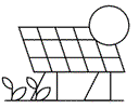 Solar panel icon with sun