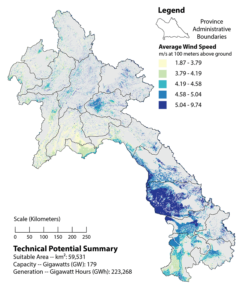 Lao PDR Wind Map